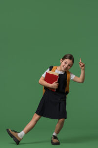 portrait young girl student school uniform
